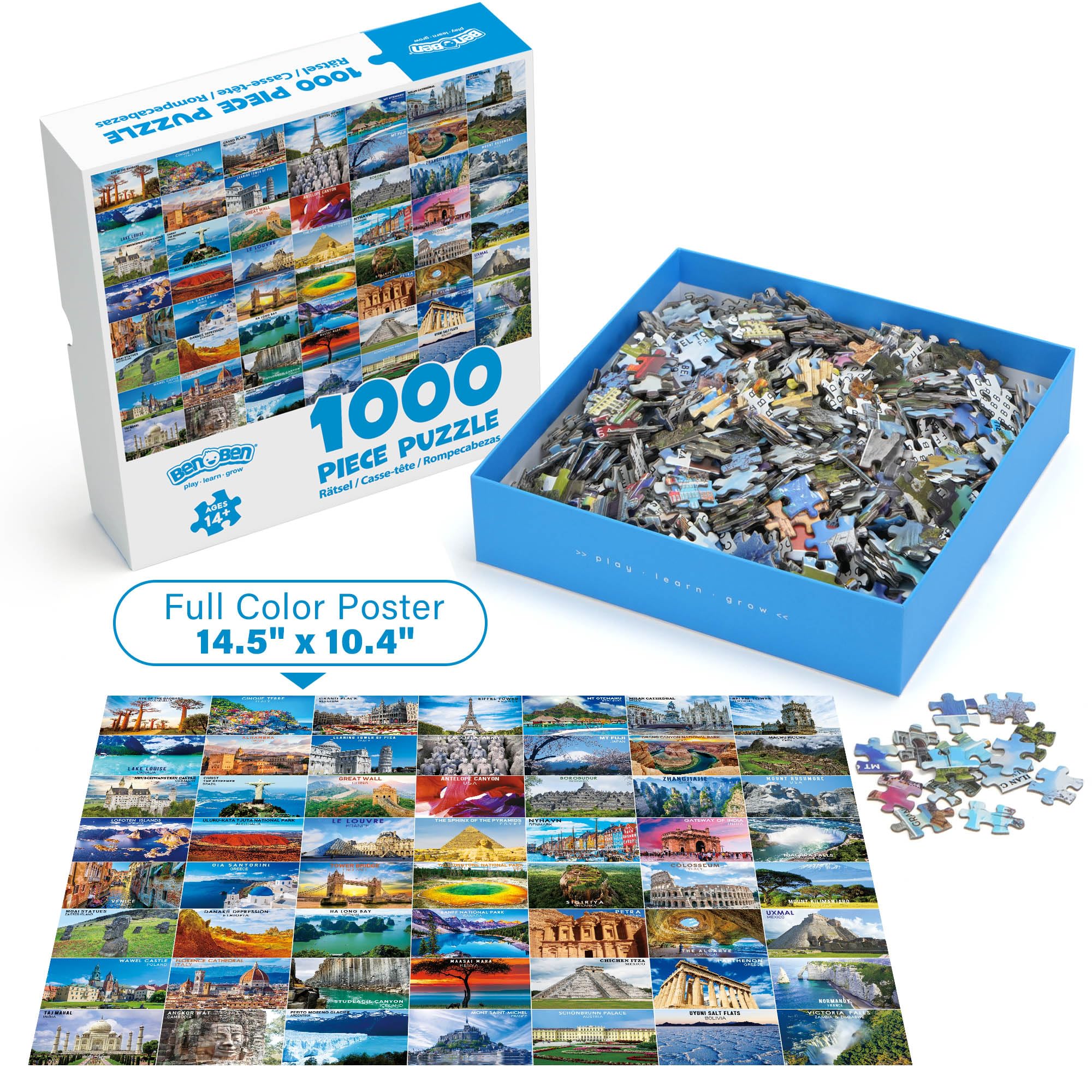 Amazon.com: BenBen 1000 Piece Puzzle for Adults, 4 Pack Jigsaw